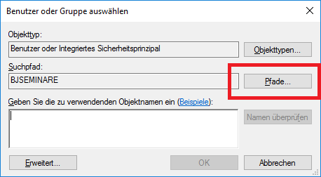 Suche eines Windows-Benutzerkontos